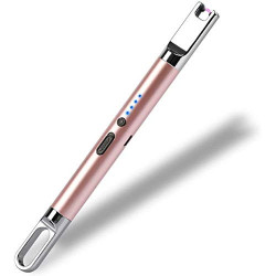 esLife Feuerzeug Elektro flammenlose Winddichte Micro-USB aufladbar mit Batterieanzeige-Aufhängehaken für Kerzen, Feuerwerk, 