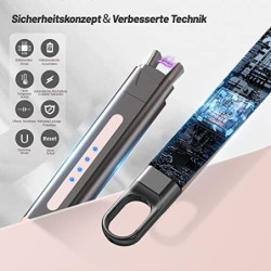 VEHHE Stabfeuerzeug, Aufhängbares USB Wiederaufladbares Feuerzeug, Feuerzeug Elektrisches mit LED-Anzeige und Sicherheitssper