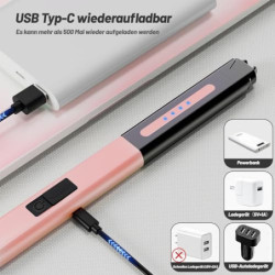 VEHHE Stabfeuerzeug, Aufhängbares USB Wiederaufladbares Feuerzeug, Feuerzeug Elektrisches mit LED-Anzeige und Sicherheitssper