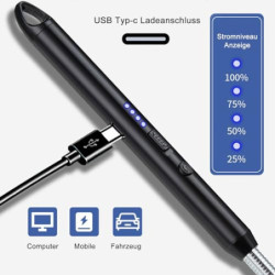 Lichtbogen Stabfeuerzeug USB Aufladbar Elektrisches Feuerzeug Lang Sicherheitsschloss Tragbare 360° Winddichte Flammenlose fü