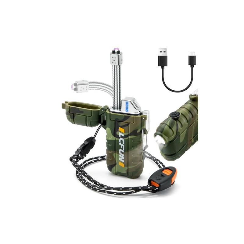LcFun Feuerzeug Elektrisch, 360° Flexible Hals Lichtbogen Feuerzeug, USB C Feuerzeuge Wiederaufladbar, Plasma Feuerzeug mit L