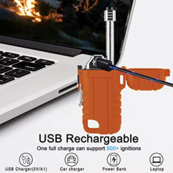 SUPRUS Wasserdichtes Feuerzeug Winddichtes Feuerzeug Arc Plasma Feuerzeuge USB-C Wiederaufladbar mit erweiterbarem und flexib