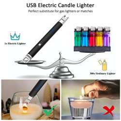 Rouclo Lichtbogen Feuerzeug,USB Feuerzeug Aufladbar Elektro Feuerzeug Winddichtes Flammenlose Stabfeuerzeug Kerzenanzünder El
