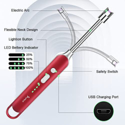 SUPRUS Lichtbogen Winddicht Flammenlos Elektrisches Feuerzeug USB Feuerzeug Wiederaufladbares Feuerzeug mit Sicherheitsschlos