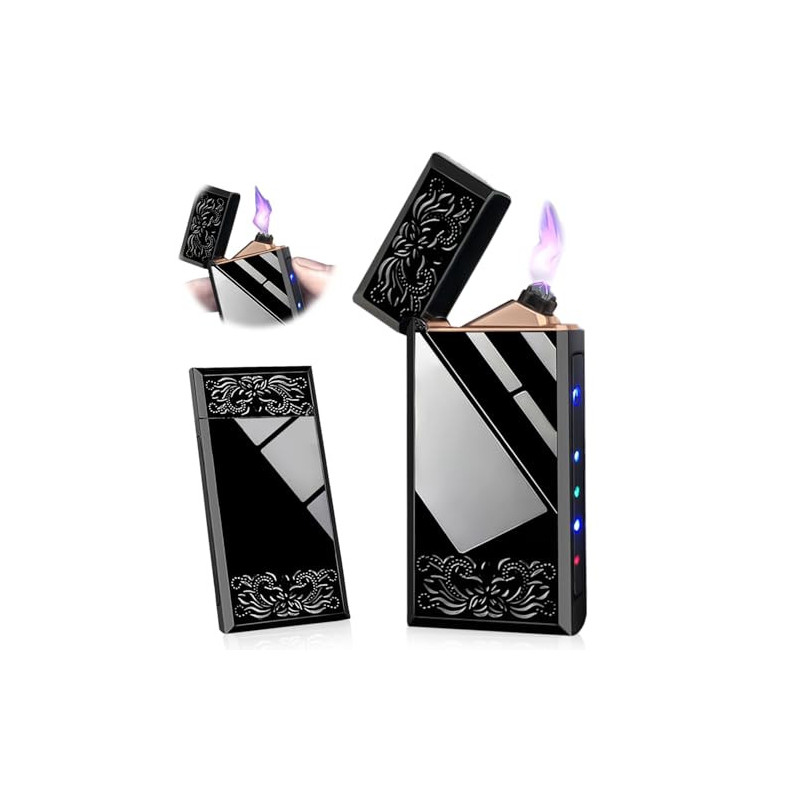 Elektrisch Feuerzeuge USB Wiederaufladbar, 75 * 35mm Elektronisches Feuerzeug Fingerabdruckzündung Flammenloses Dual Lichtbog