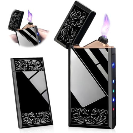 Elektrisch Feuerzeuge USB Wiederaufladbar, 75 * 35mm Elektronisches Feuerzeug Fingerabdruckzündung Flammenloses Dual Lichtbog