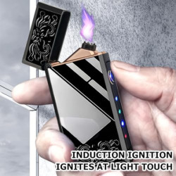 Elektrisch Feuerzeuge USB Wiederaufladbar, 75 * 35mm Elektronisches Feuerzeug Fingerabdruckzündung Flammenloses Dual Lichtbog
