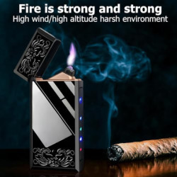 Elektrisch Feuerzeuge USB Wiederaufladbar, 75 * 35mm Elektronisches Feuerzeug Fingerabdruckzündung Flammenloses Dual Lichtbog