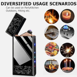 Elektrisch Feuerzeuge USB Wiederaufladbar, 75 * 35mm Elektronisches Feuerzeug Fingerabdruckzündung Flammenloses Dual Lichtbog