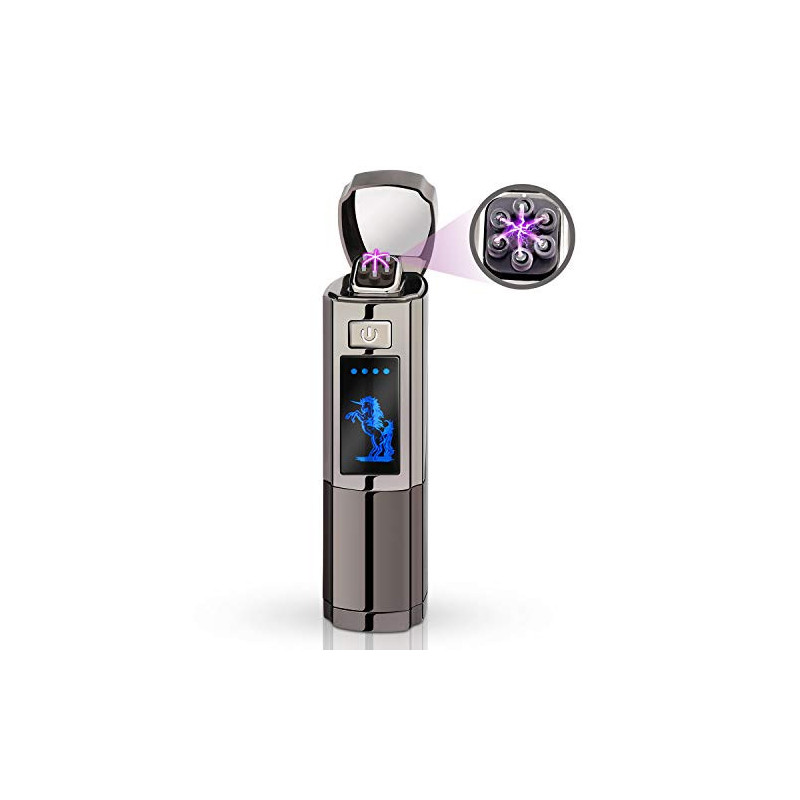 AngLink Lichtbogen Feuerzeug, Elektro-Feuerzeug USB Elektronisches Feuerzeug Aufladbar Winddichtes Flammenlose, Touchscreen P