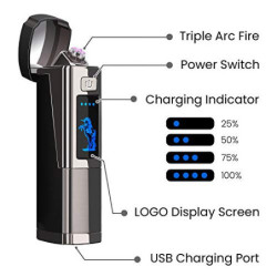 AngLink Lichtbogen Feuerzeug, Elektro-Feuerzeug USB Elektronisches Feuerzeug Aufladbar Winddichtes Flammenlose, Touchscreen P