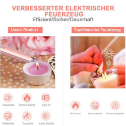 Zanmuk Feuerzeug Elektrisch Lichtbogen Stabfeuerzeug - Elektrisches Feuerzeug Lang USB Aufladbar Lighter  Roségold 