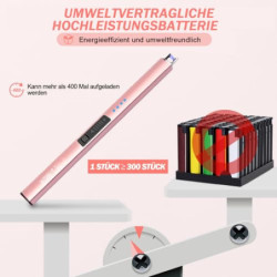 Zanmuk Feuerzeug Elektrisch Lichtbogen Stabfeuerzeug - Elektrisches Feuerzeug Lang USB Aufladbar Lighter  Roségold 