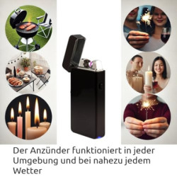 TechniSat Basics LF10 Lichtbogenfeuerzeug Sturmfeuerzeug, USB, Aufladbar, Unempfindlich gegen Wind und Nässe