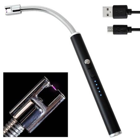 TOM Lichtbogen Stabfeuerzeug – 25,5 cm lang – Stab flexibel – langes elektrisches Feuerzeug – USB aufladbar – Electric Lichte