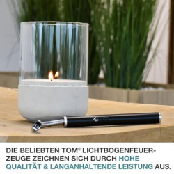 TOM Lichtbogen Stabfeuerzeug – 25,5 cm lang – Stab flexibel – langes elektrisches Feuerzeug – USB aufladbar – Electric Lichte