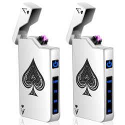 2 STK USB Elektronische Feuerzeug, Electric USB Lighter Lichtbogen Feuerzeug, LED Dual Lichtbogen Feuerzeug mit Batterieanzei