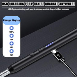 2er Set Stabfeuerzeug, Elektrisch Feuerzeug Lichtbogen Feuerzeug USB Aufladbar Plasma Kerzenanzünder Langes Feuerzeug für Ker