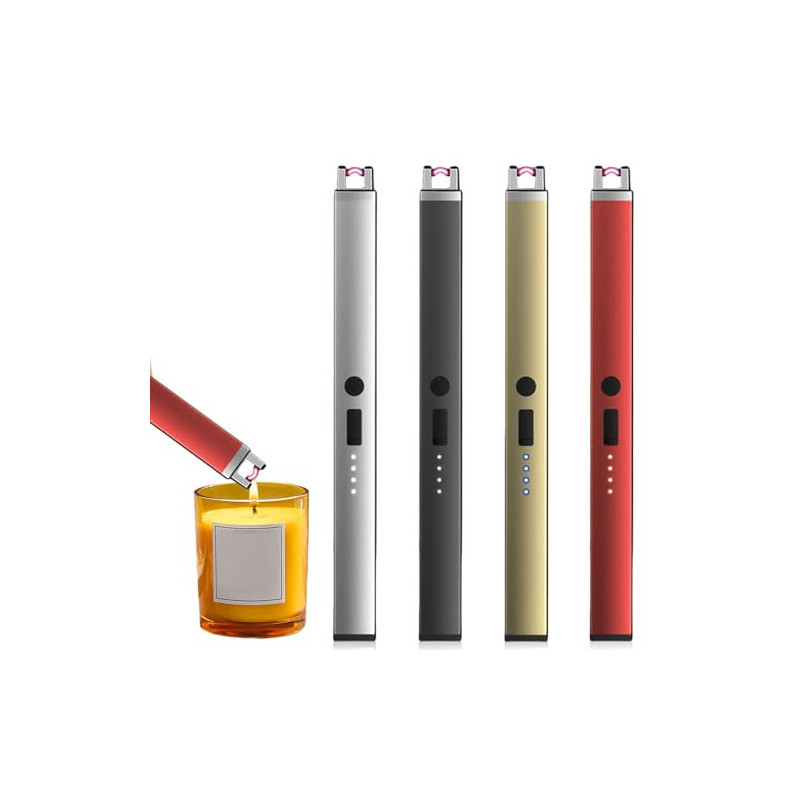 4 Stück 9,3cm Jetflamme Feuerzeug: Lichtbogen Feuerzeug Elektrisch, USB Aufladbar Feuerzeug mit Sicherheitsschloss, Flammenlo