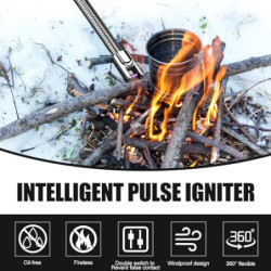 4 Stück Lichtbogen Stabfeuerzeug, Lichtbogen Feuerzeug USB Aufladbar Elektrisches Feuerzeug, 360° Tragbare Winddichte Kaminan