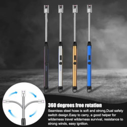 4 Stück Lichtbogen Stabfeuerzeug, Lichtbogen Feuerzeug USB Aufladbar Elektrisches Feuerzeug, 360° Tragbare Winddichte Kaminan