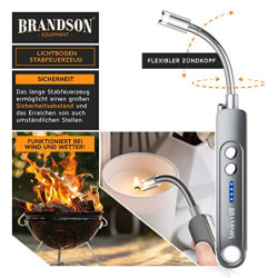 Brandson - Stabfeuerzeug, Lichtbogen Feuerzeug elektrisch, 100 Zündvorgänge, USB aufladbar Kerzenanzünder für Küche, Kerzen, 