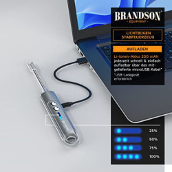 Brandson - Stabfeuerzeug, Lichtbogen Feuerzeug elektrisch, 100 Zündvorgänge, USB aufladbar Kerzenanzünder für Küche, Kerzen, 