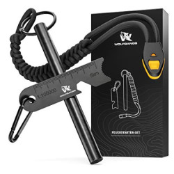 WOLFGANGS Feuerstahl Outdoor XXL - Feuerstein Survival mit extra starkem Paracord - Feuerstarter - Firestarter extrem langleb