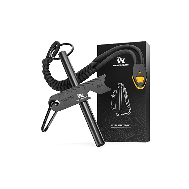 WOLFGANGS Feuerstahl Outdoor XXL - Feuerstein Survival mit extra starkem Paracord - Feuerstarter - Firestarter extrem langleb WOLFGANGS Feuerstahl Outdoor XXL - Feuerstein Survival mit extra starkem Paracord - Feuerstarter - Firestarter extrem langleb