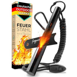Der Feuerstahl Outdoor XXL I Mächtiger Feuerstein + Paracord Set, Extrem starker Funkenflug + Notfallpfeife, Magnesium Feuers