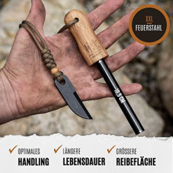 Camp Buddy Bamboo Feuerstahl XXL - Robuster Magnesium Feuerstab mit über 20.000 Zündungen - Feuerstahl Outdoor Ausrüstung - F