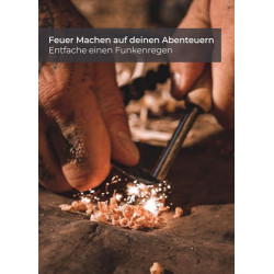 Lambda Coffee Feuerstahl Inkl. Metalldose zum Zunder sammeln & Kienspan I Magnesium Feuerstarter mit Holzgriff & Paracord I I