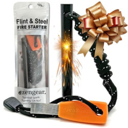 aZengear Feuerstahl, Camping-Feuerstarter aus Feuerstein und Stahl, 10mm XL Ferro Rod, Paracord, wasserdichtes Bushcraft Outd