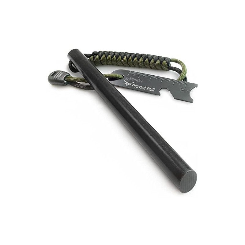 Primal Bull Feuerstahl mit Paracord Griff - 15 cm lang, Ø12,7 mm - Extreme Funken, Firesteel Outdoor Feuerstarter Survival Ge
