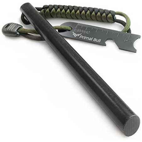 Primal Bull Feuerstahl mit Paracord Griff - 15 cm lang, Ø12,7 mm - Extreme Funken, Firesteel Outdoor Feuerstarter Survival Ge