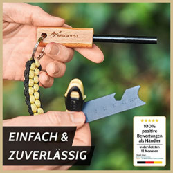 BERGKVIST® Feuerstahl Survival Set GNISTA  17-TLG.  - XXL Outdoor Ausrüstung zum Feuer Machen - Magnesium Feuerstein mit Feue