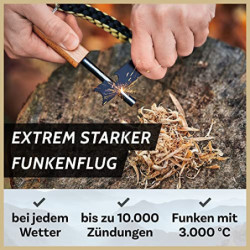 BERGKVIST® Feuerstahl Survival Set GNISTA  17-TLG.  - XXL Outdoor Ausrüstung zum Feuer Machen - Magnesium Feuerstein mit Feue
