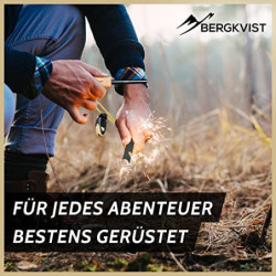 BERGKVIST® Feuerstahl Survival Set GNISTA  17-TLG.  - XXL Outdoor Ausrüstung zum Feuer Machen - Magnesium Feuerstein mit Feue