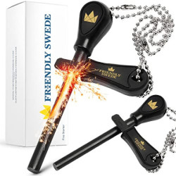 The Friendly Swede 2er Set Feuerstarter Easy Grip - Feuerstahl in idealer Länge mit starkem Funkenflug für Camping, Outdoor, 