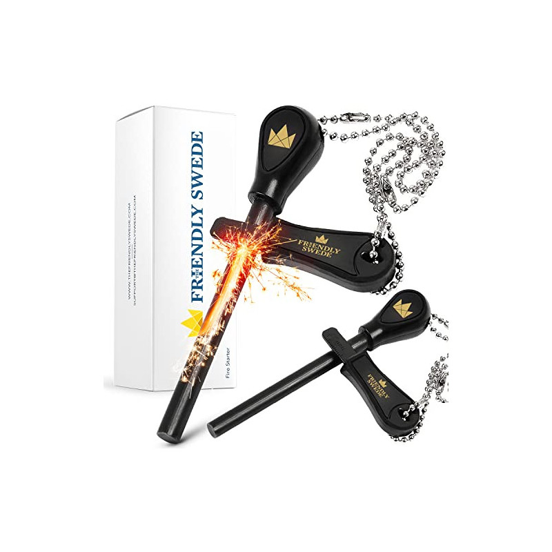 The Friendly Swede 2er Set Feuerstarter Easy Grip - Feuerstahl in idealer Länge mit starkem Funkenflug für Camping, Outdoor, The Friendly Swede 2er Set Feuerstarter Easy Grip - Feuerstahl in idealer Länge mit starkem Funkenflug für Camping, Outdoor,