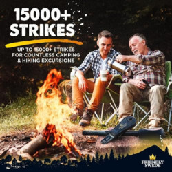 The Friendly Swede 2er Set Feuerstarter Easy Grip - Feuerstahl in idealer Länge mit starkem Funkenflug für Camping, Outdoor, 