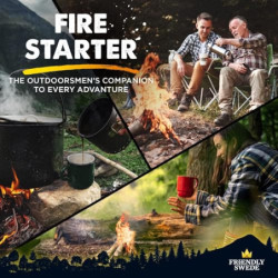 The Friendly Swede 2er Set Feuerstarter Easy Grip - Feuerstahl in idealer Länge mit starkem Funkenflug für Camping, Outdoor, 