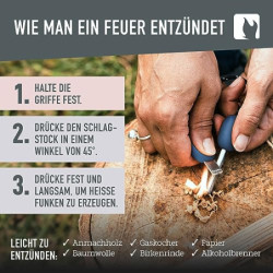 LIGHT MY FIRE Feuerstahl Outdoor Scout 2-in-1 mit Notfallpfeife, Feuerstahl Survival Gadget Feuerstein Feuerzeug, Ewiges Stre
