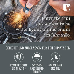 LIGHT MY FIRE Feuerstahl Outdoor Scout 2-in-1 mit Notfallpfeife, Feuerstahl Survival Gadget Feuerstein Feuerzeug, Ewiges Stre