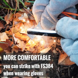 FERROFIRE FS384 Klassiker Feuerstahl 9,5 x 101,6 mm Feuerstein + 550 Paracord + Hervorragend Metallschaber + Magnesium Feuers