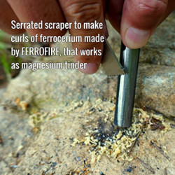 FERROFIRE FS384 Klassiker Feuerstahl 9,5 x 101,6 mm Feuerstein + 550 Paracord + Hervorragend Metallschaber + Magnesium Feuers