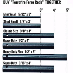 FERROFIRE FS384 Klassiker Feuerstahl 9,5 x 101,6 mm Feuerstein + 550 Paracord + Hervorragend Metallschaber + Magnesium Feuers
