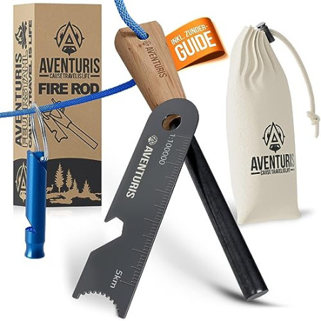AVENTURIS® Feuerstahl XXL Der ultimative Outdoor Survival Firestarter Camping & Bushcraft Vielseitiger feuerstahl Outdoor, Zu