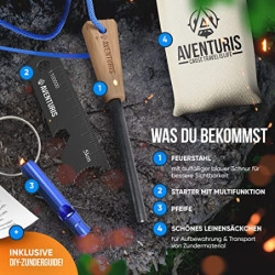 AVENTURIS® Feuerstahl XXL Der ultimative Outdoor Survival Firestarter Camping & Bushcraft Vielseitiger feuerstahl Outdoor, Zu