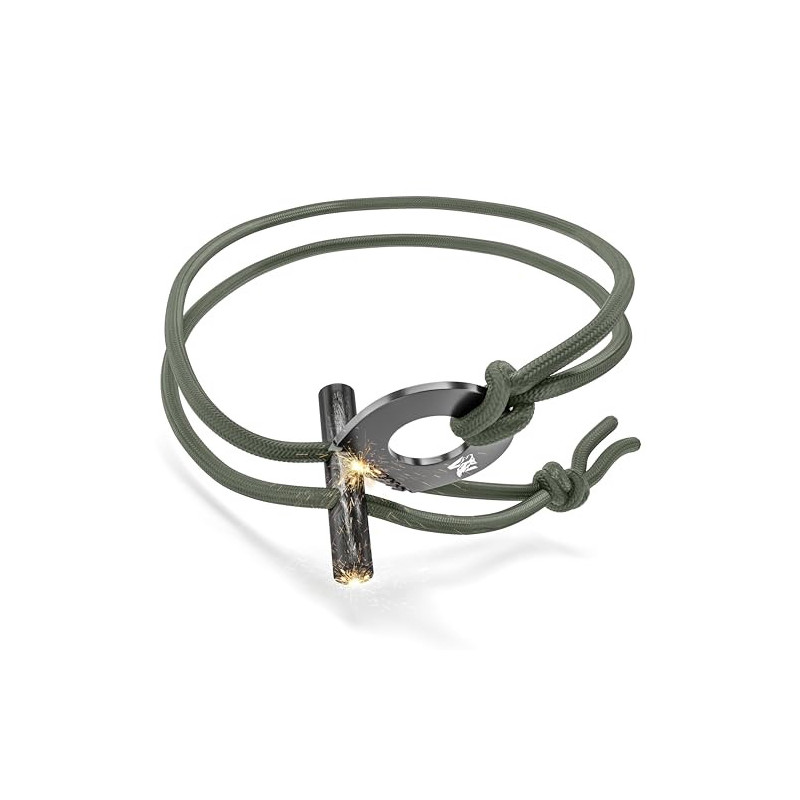 ODENWOLF Feuerstahl Outdoor Halskette - Firestarter Magnesium als Anhänger - Feuerstahl Klein ideal geeignet für Survival und